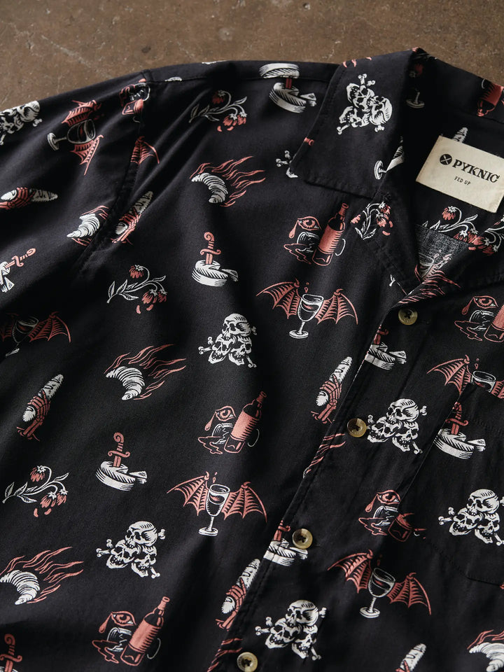 Le Sigh French Wine Cheese Baguettes & Croissants Button-Up