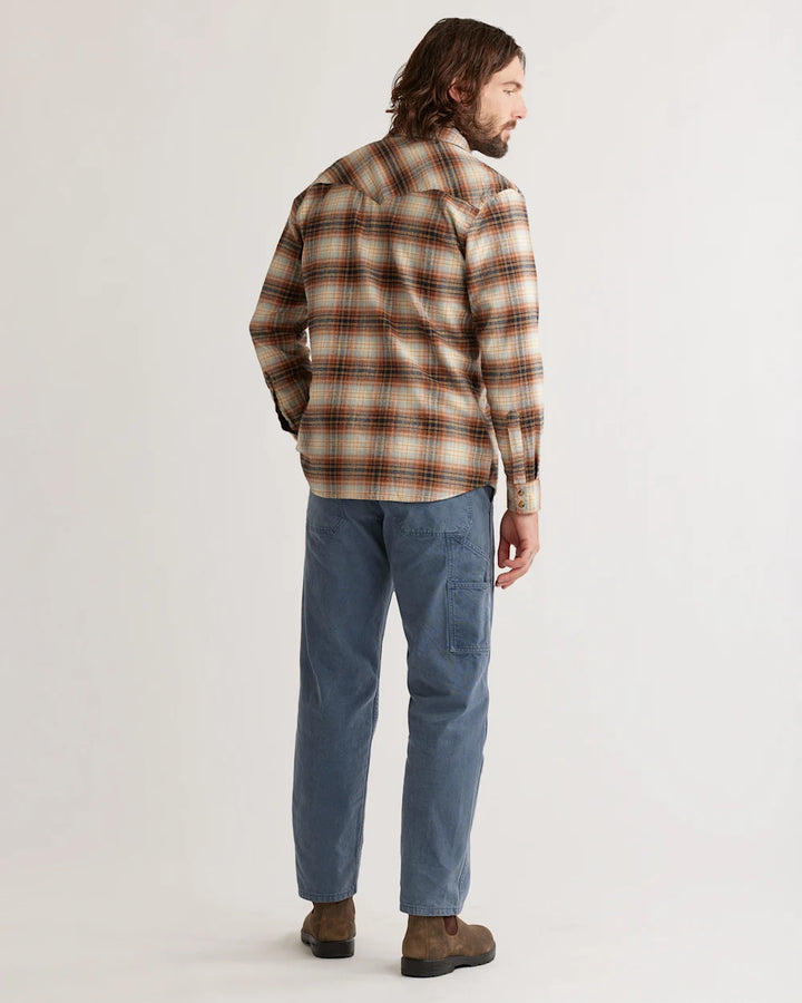 Wyatt Cotton Shirt - Ochre/Navy/Gold Plaid
