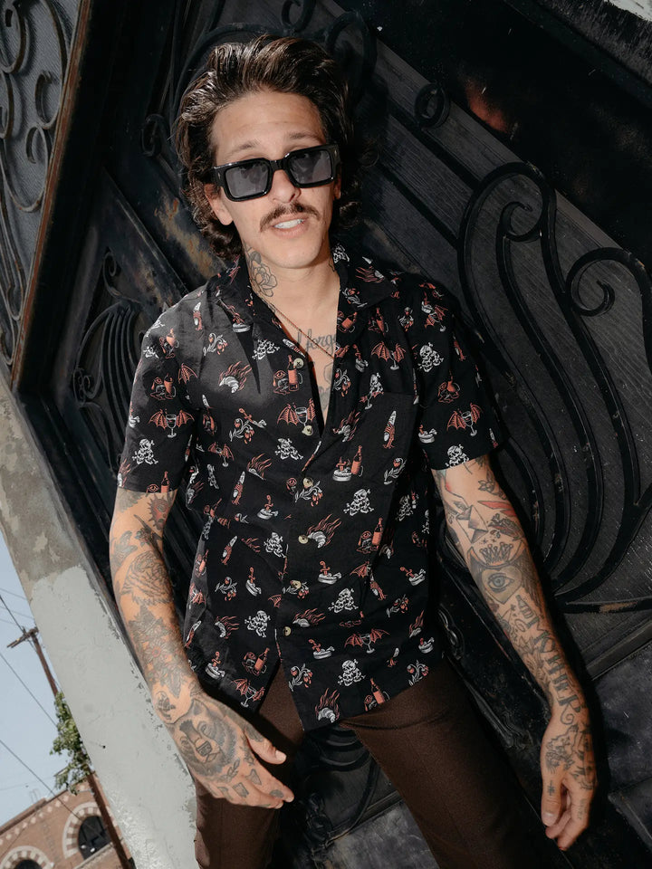 Le Sigh French Wine Cheese Baguettes & Croissants Button-Up