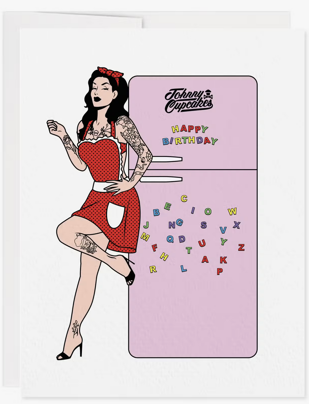 Birthday Fridge Greeting Card - Retro Pinup Happy Birthday