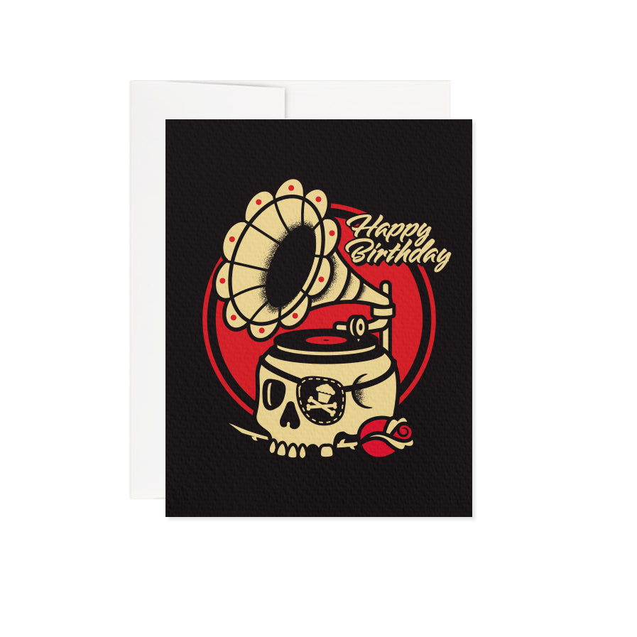 Vintage Vinyl Birthday Greeting Card - A2 / Blank Interior