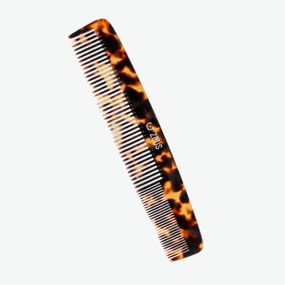 7.5" Handmade Saw-Cut 2-in-1 Beard & Mustache Comb, Tortoiseshell