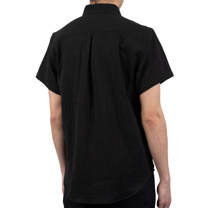 Short Sleeve Easy Shirt - Double Weave Gauze Slub - Black