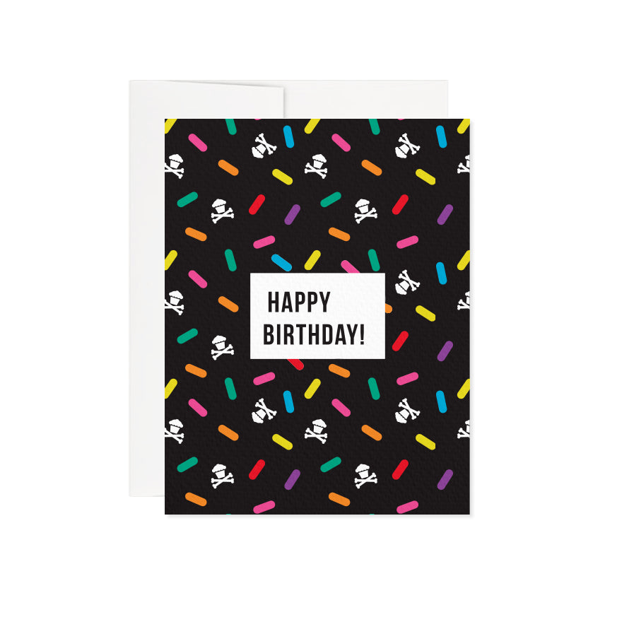 Sprinkles (Black) Birthday Card - A2 / Blank Interior