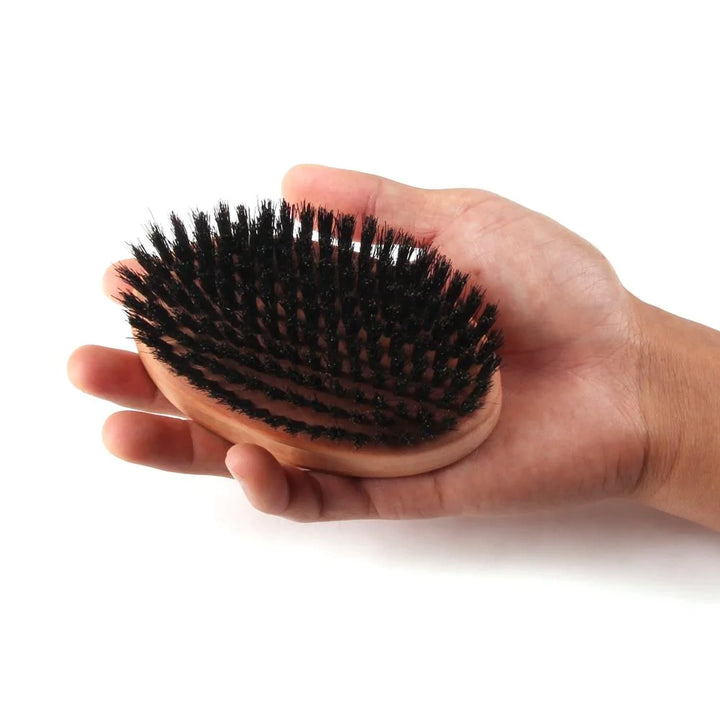 Oval Military Brush with Bristle Cleaner - 100% Boar Bristle - Firm