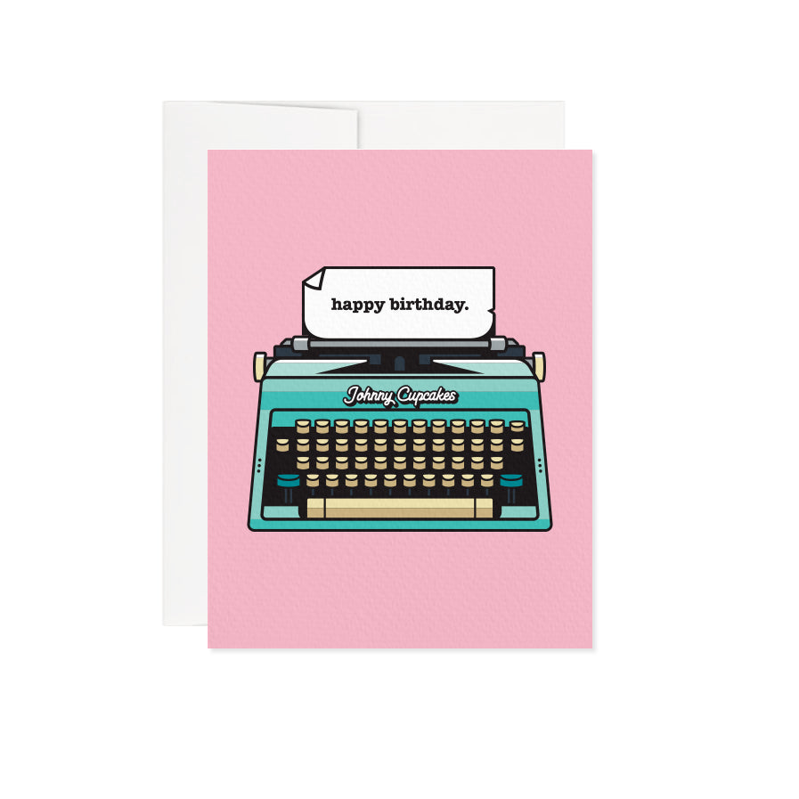 Typewriter Birthday Greeting Card - A2 / Blank Interior
