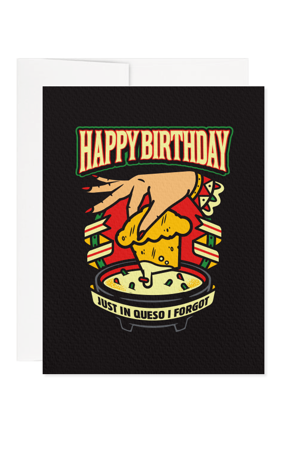 Queso Birthday Greeting Card - A2 / Blank Interior