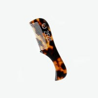 Handmade Saw-Cut Mustache Comb, Tortoiseshell, 3"