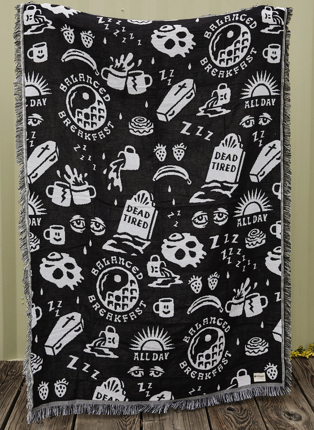 Dead Tired Cotton Blanket with Coffee Graphic Pattern