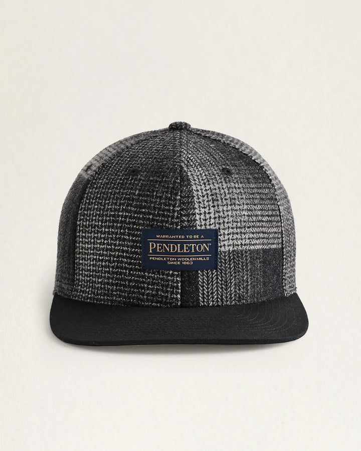 Flat Brim Hat - Black Plaid Patchwork