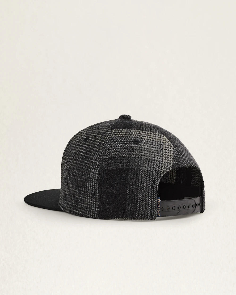 Flat Brim Hat - Black Plaid Patchwork