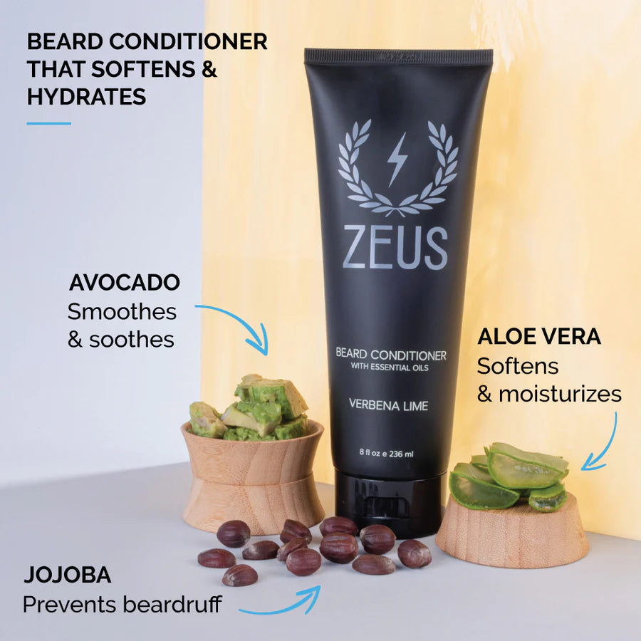 Beard Shampoo and Conditioner Set (8 fl oz), Zeus Verbena Lime