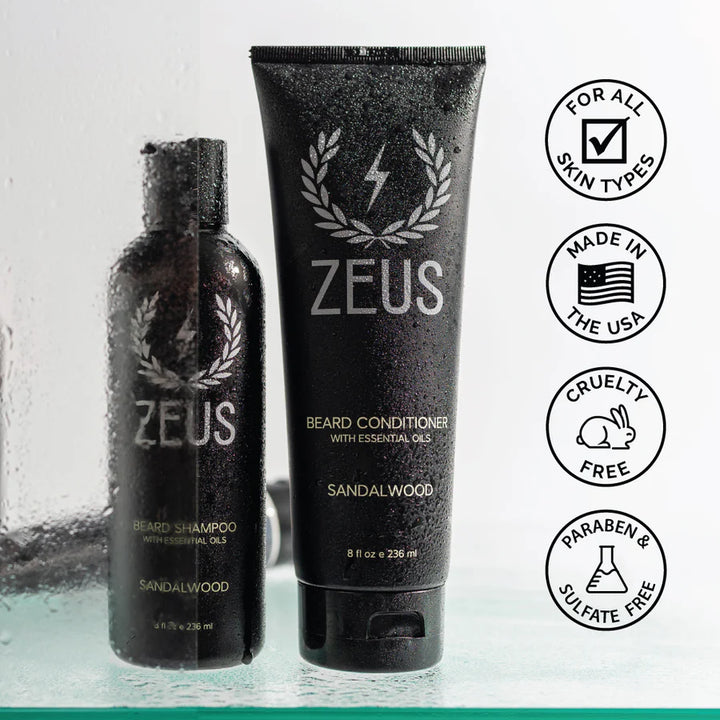 Beard Shampoo and Conditioner Set (8 fl oz), Zeus Verbena Lime