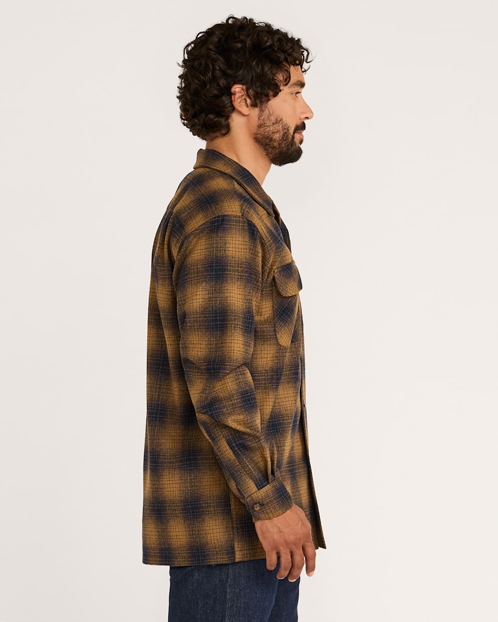 Plaid Board Shirt - Gold/Navy Blue Ombre