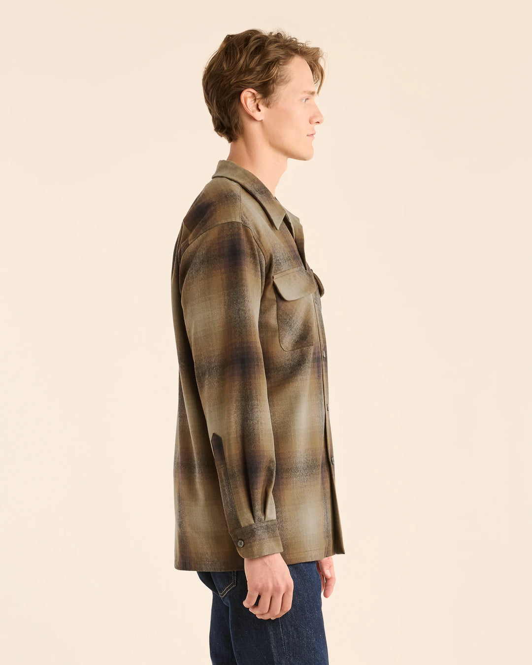 Plaid Board Shirt - Olive Brown Ombre