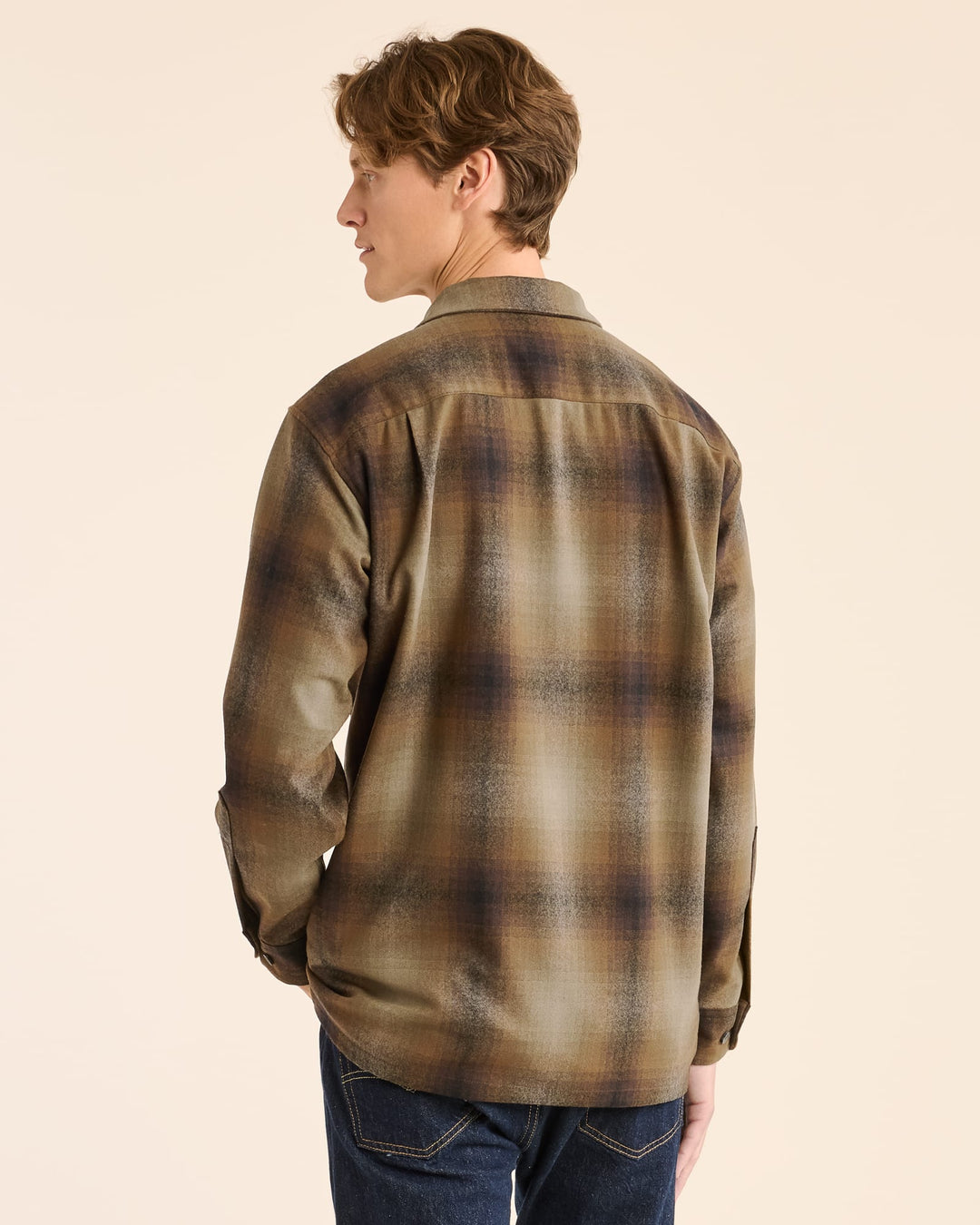 Plaid Board Shirt - Olive Brown Ombre