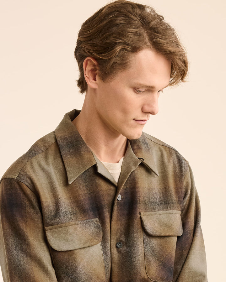 Plaid Board Shirt - Olive Brown Ombre