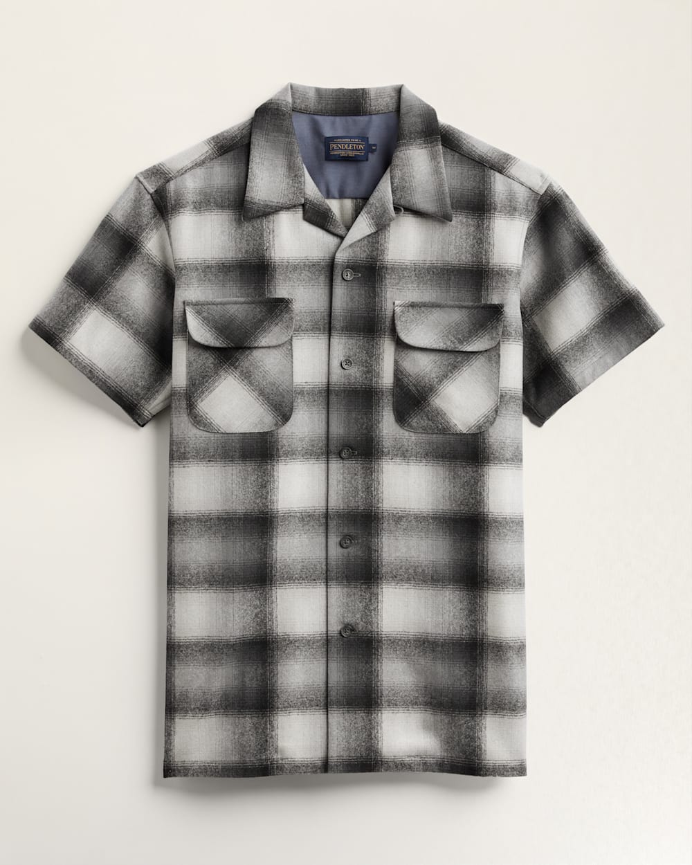 Plaid Board Shirt Short Sleeve- Tan/Slate Omber