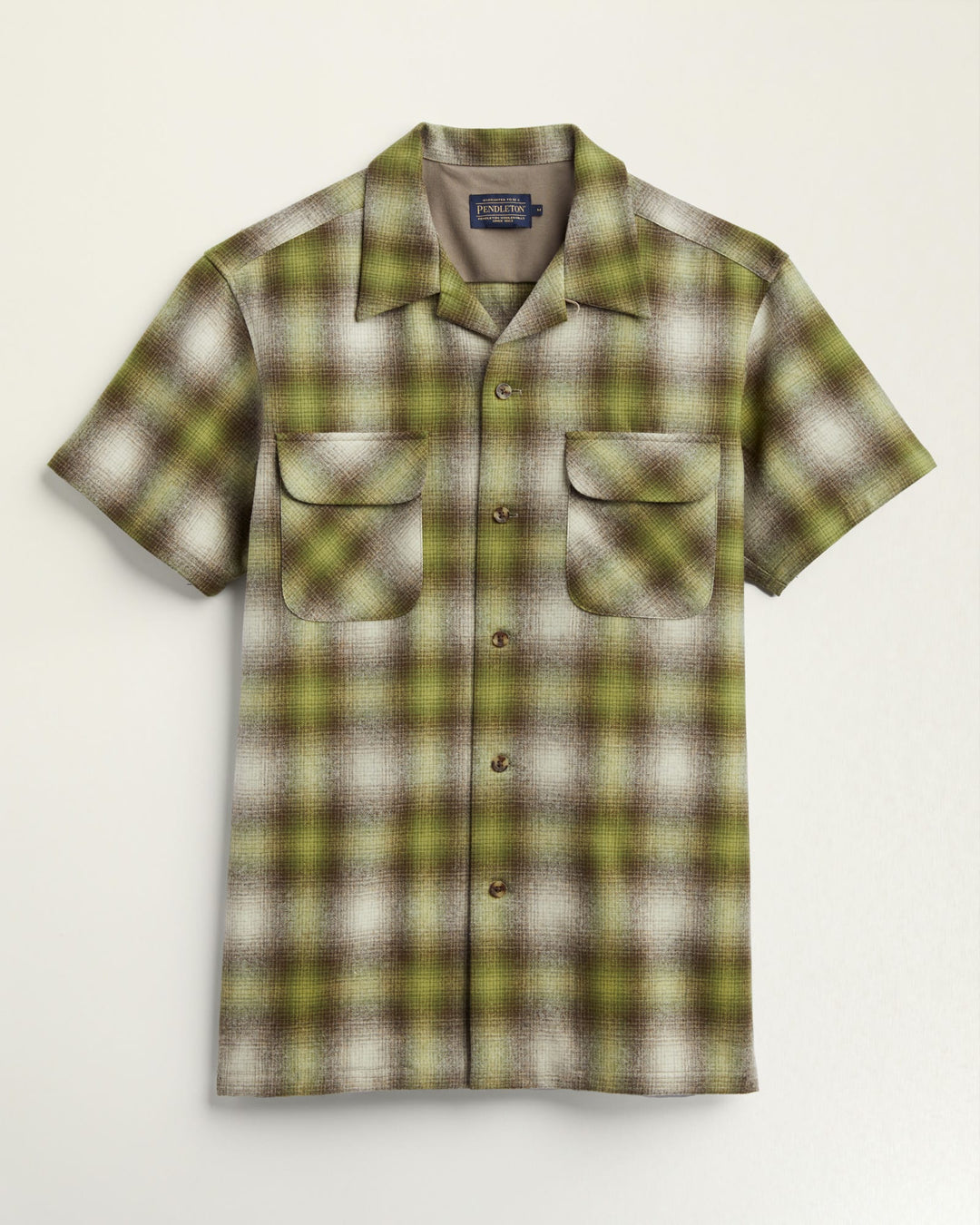 Plaid Board Shirt Short Sleeve- Brown/Green Ombre