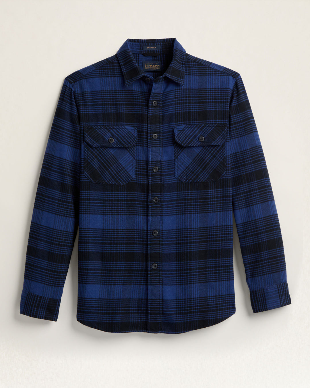 Burnside Flannel Shirt - Black & Royal Blue Plaid