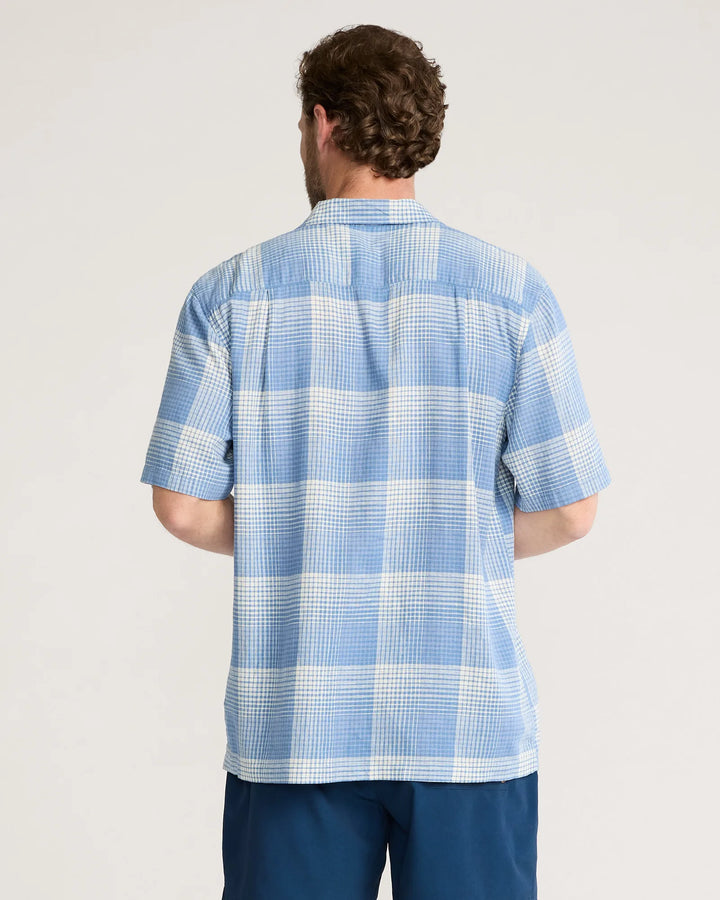 Men's Plaid Camp Shirt Blue/White Ombre