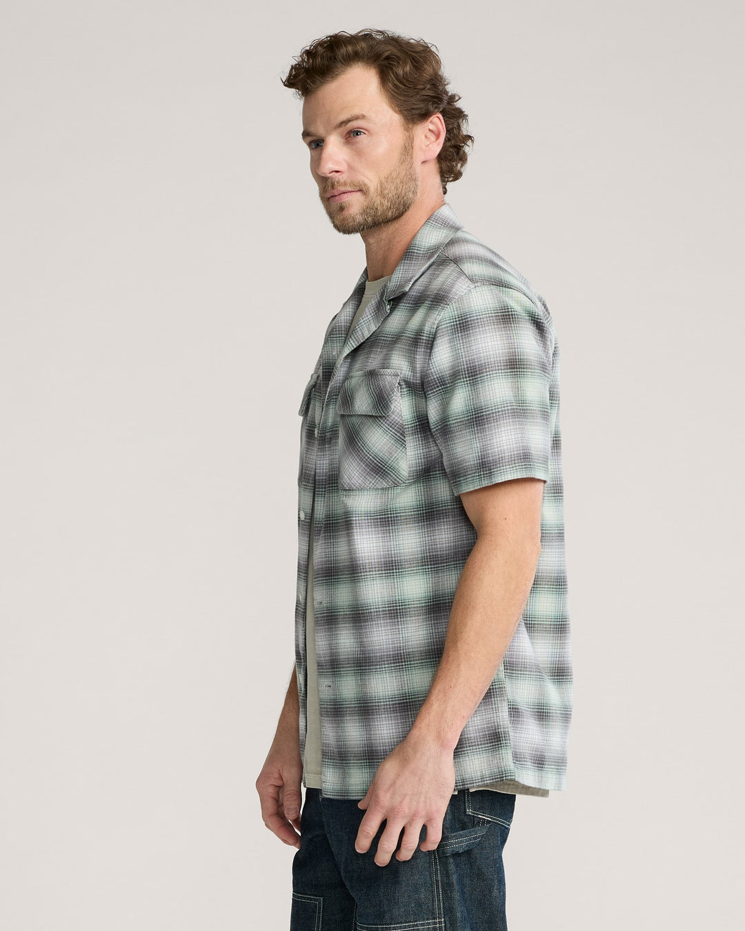 Baja Board Shirt Short Sleeve - Charcoal/Grey Plaid