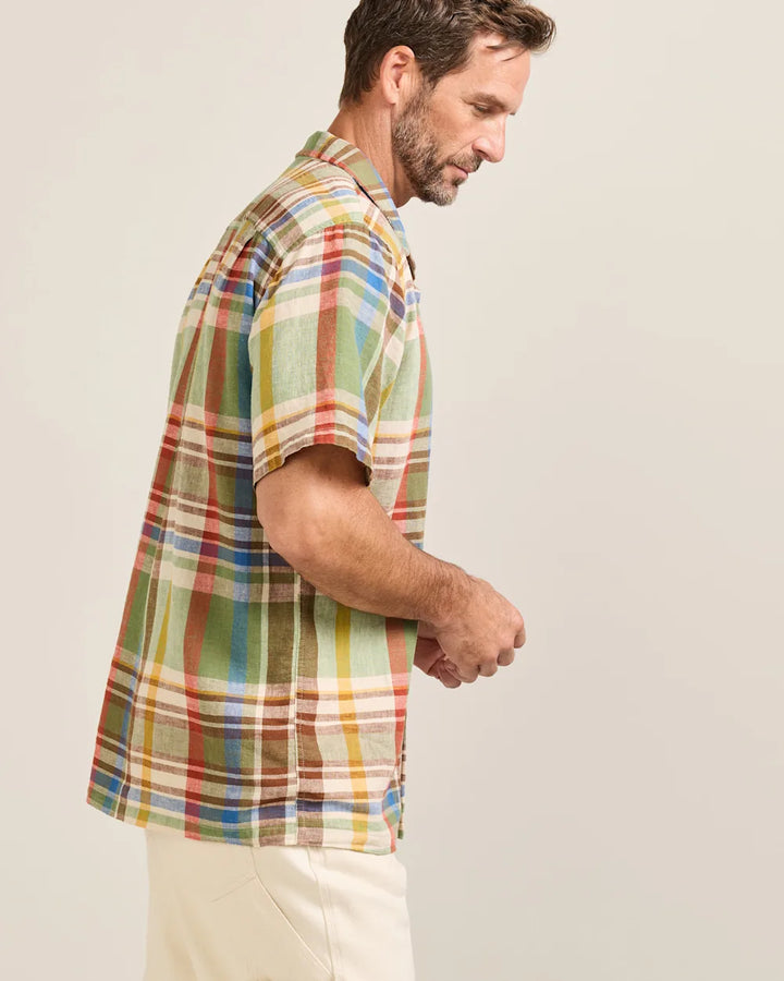 Men's short-Sleeve Plaid Aloha Linen Camp Shirt