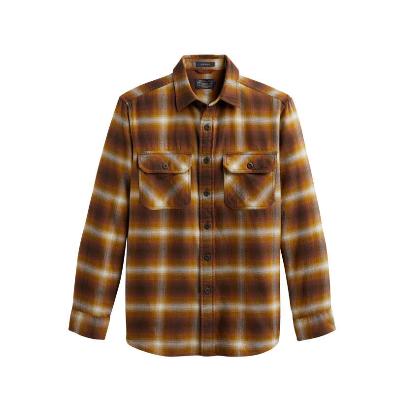 Burnside Flannel Shirt - Brown/ Ochre/ Ecru Plaid