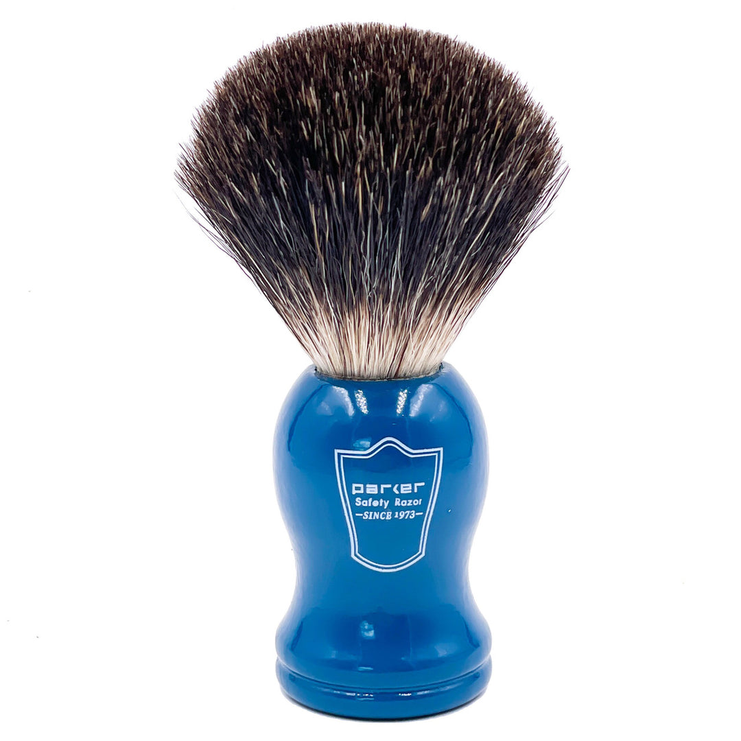 Parker Blue Wood Handle Black Badger Shaving Brush
