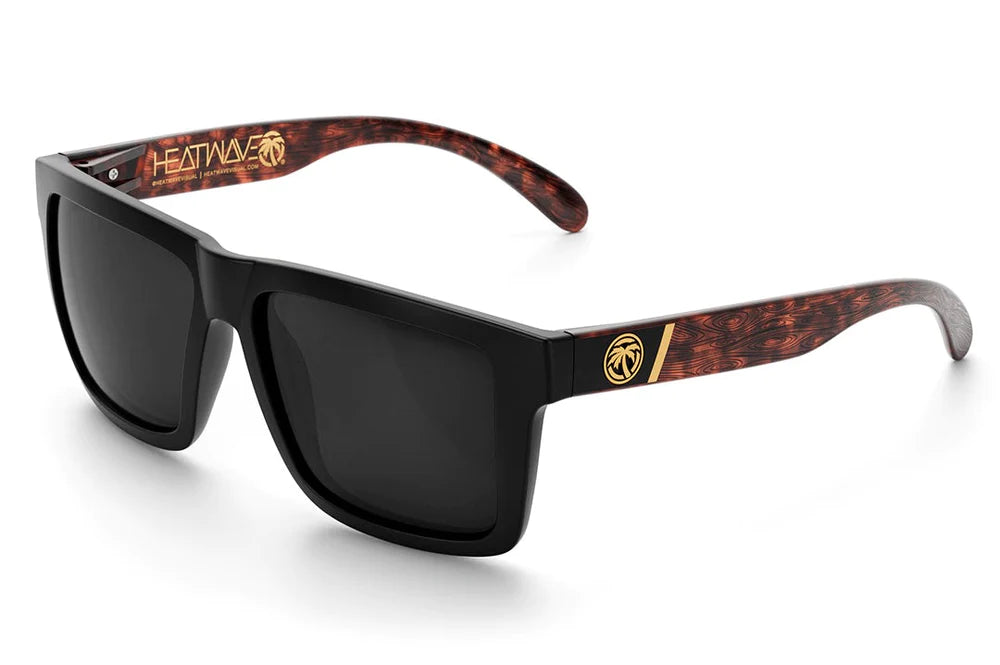 Heat Wave Visual XL Vise Sunglasses in Woodgrain w/ Black Lens, Customs