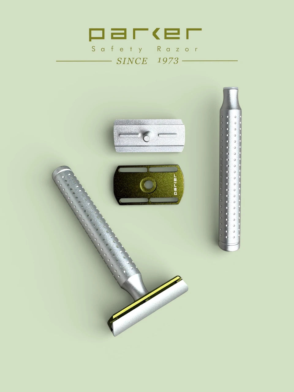Parker AeroShave Aluminum Safety Razor-Long Handle