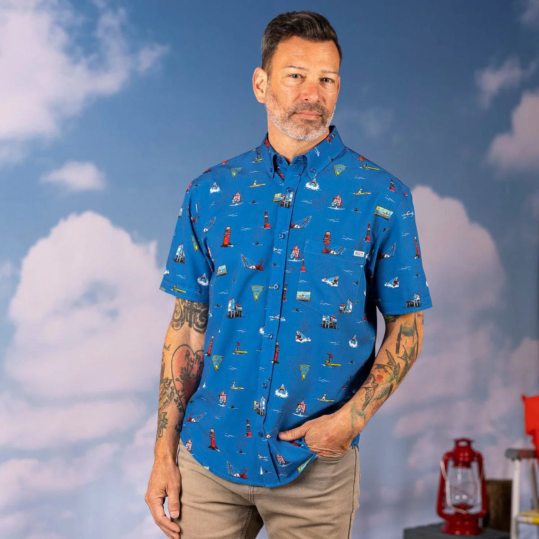 Jaws 50th Anniversary "Swim at Your Own Risk" Kunuflex Short Sleeve Shirt
