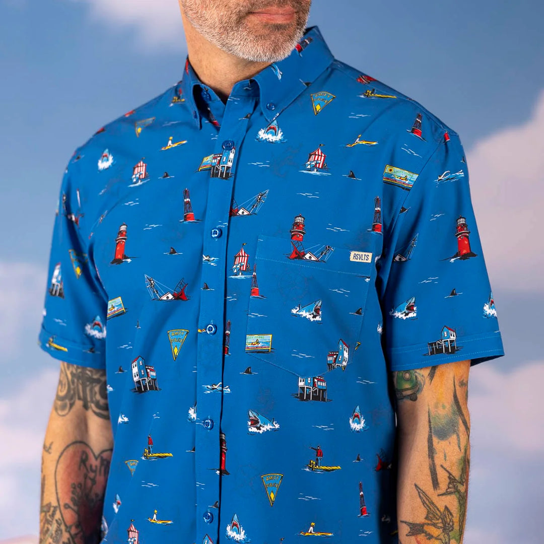 Jaws 50th Anniversary "Swim at Your Own Risk" Kunuflex Short Sleeve Shirt