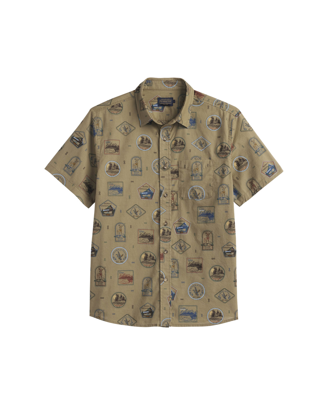 Pendleton Shoreline Shirt in Icon Patch Olive, front view