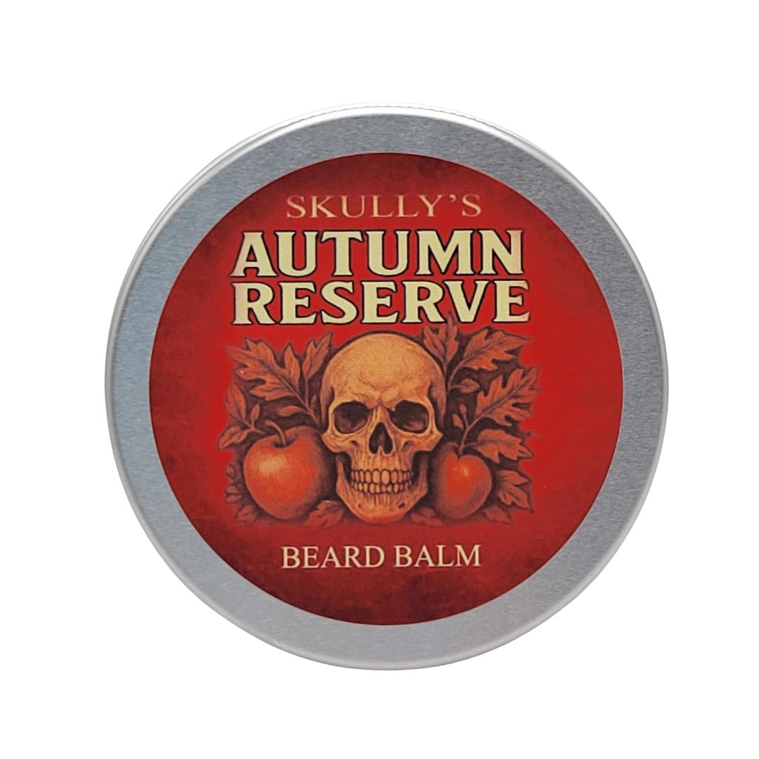 Skully’s Autumn Reserve Beard Balm on white background