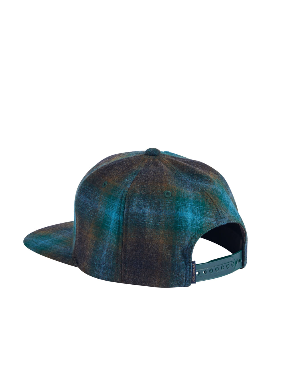 Plaid Flat Brim Hat Teal Charcoal