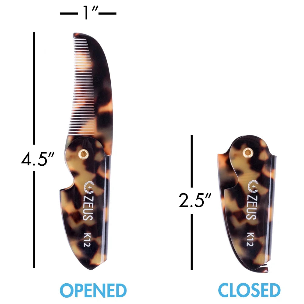 Folding Mustache Comb Totoiseshell