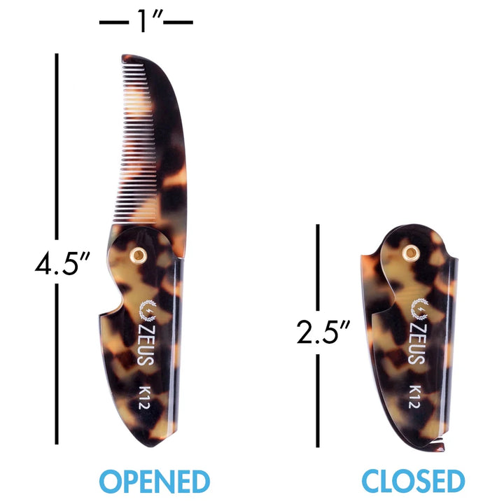 Folding Mustache Comb Totoiseshell