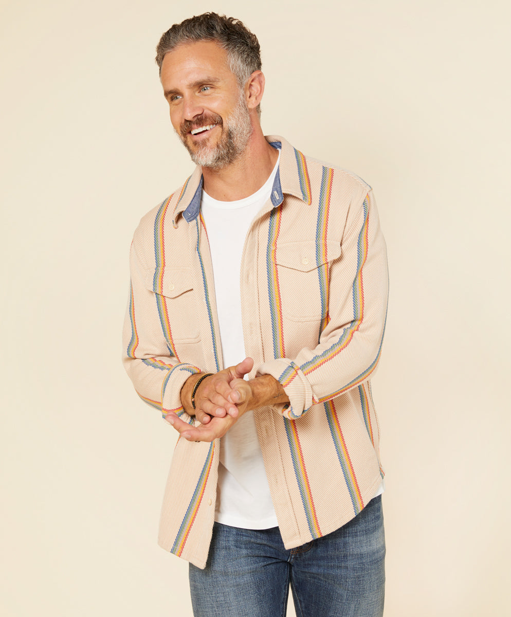 Blanket Shirt Wheat Rainbow Stripe