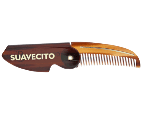 Deluxe Folding Mustache Comb - Amber