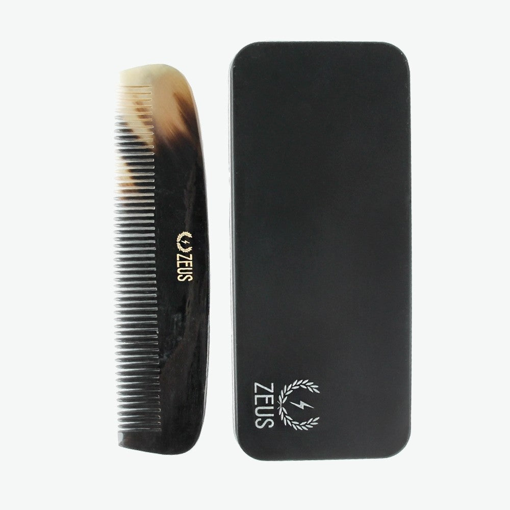 Natural Horn Wide Tooth Beard Comb in Deluxe Tin