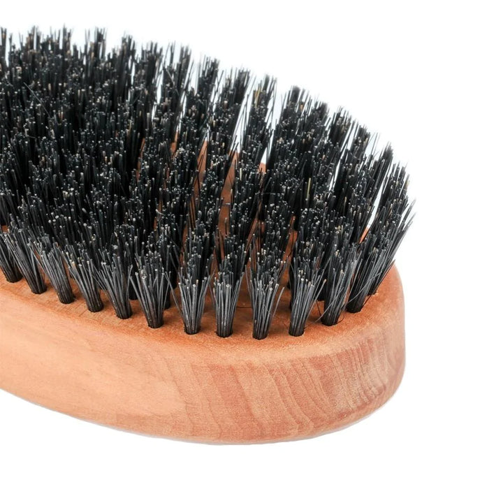 Oval Military Brush with Bristle Cleaner - 100% Boar Bristle - Firm