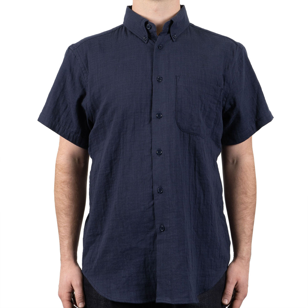 Short Sleeve Easy Shirt - Double Weave Gauze Slub - Navy