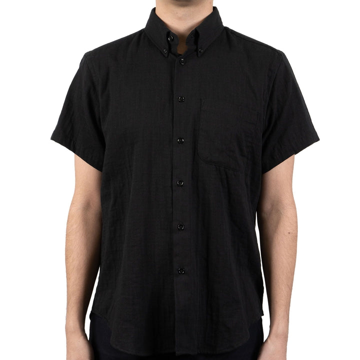 Short Sleeve Easy Shirt - Double Weave Gauze Slub - Black
