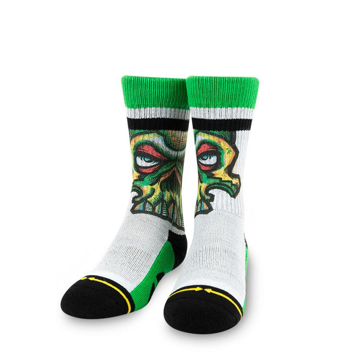 Youth Bobby Brown Green Skull Socks - Medium