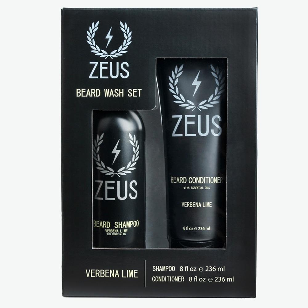 Beard Shampoo and Conditioner Set (8 fl oz), Zeus Verbena Lime
