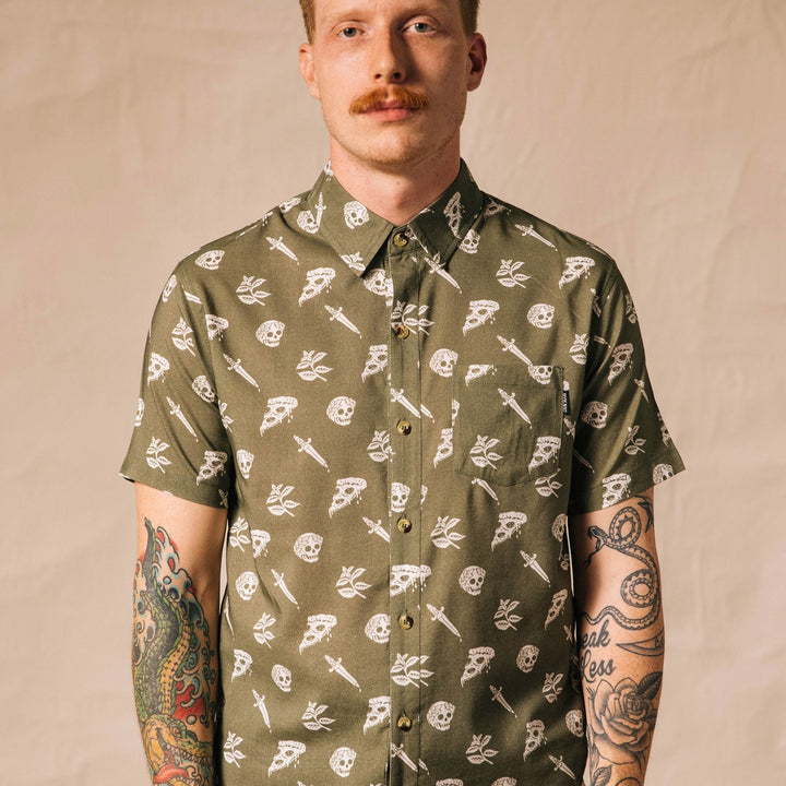 Pizza Slayer Button Up